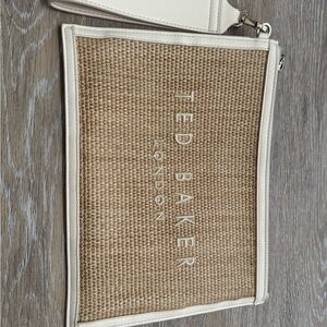 Ted Baker Natural Straw Wristlet with Cream Trim